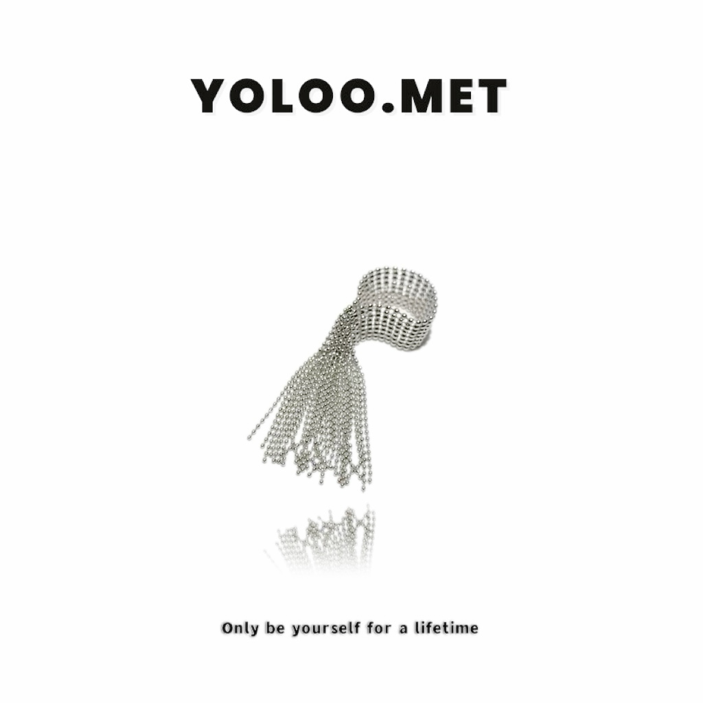铜合金戒指 【Yoloo.Met】手工编制珠体小众链条戒指饰品