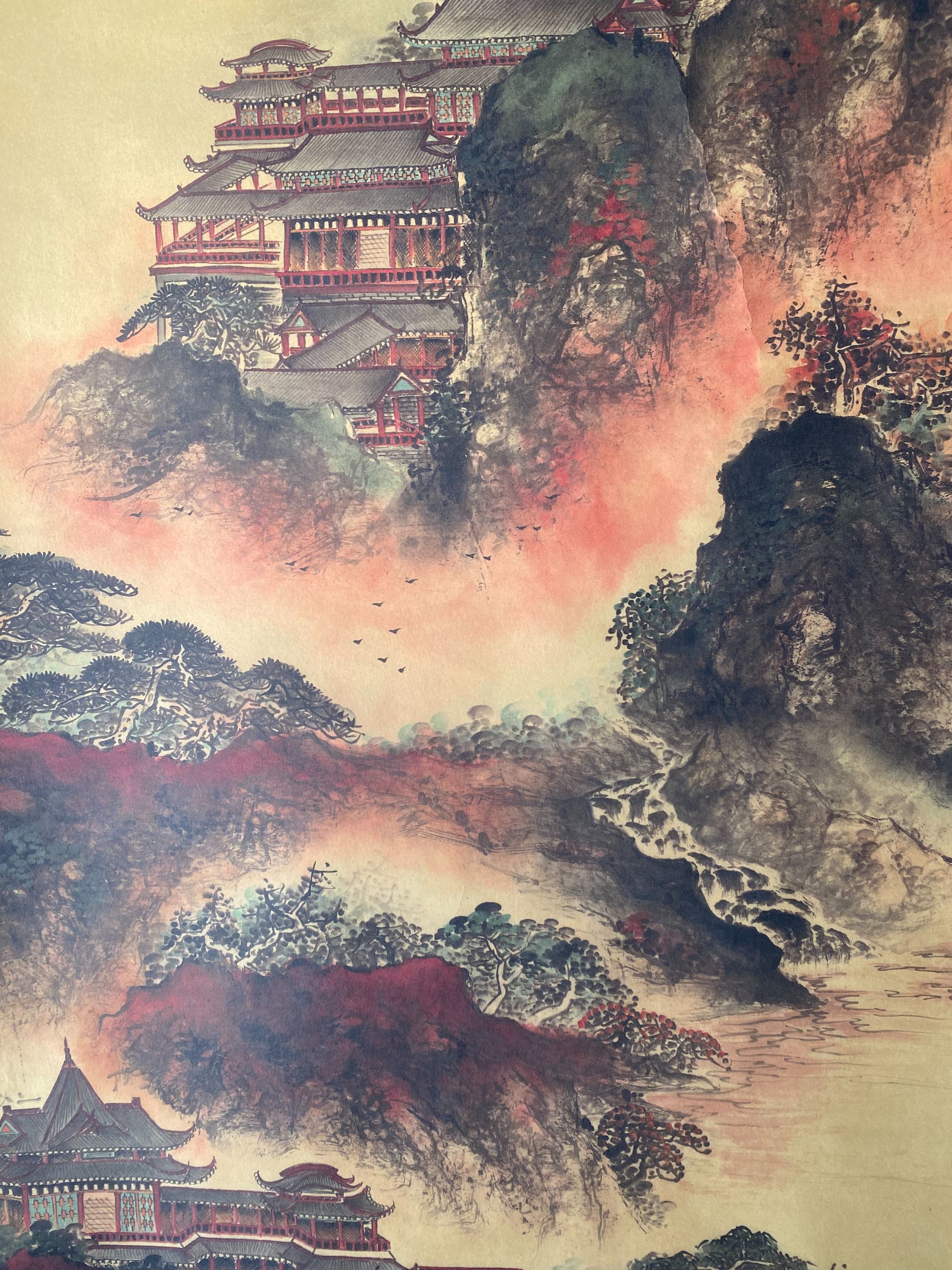 楼阁立轴精美装饰画
