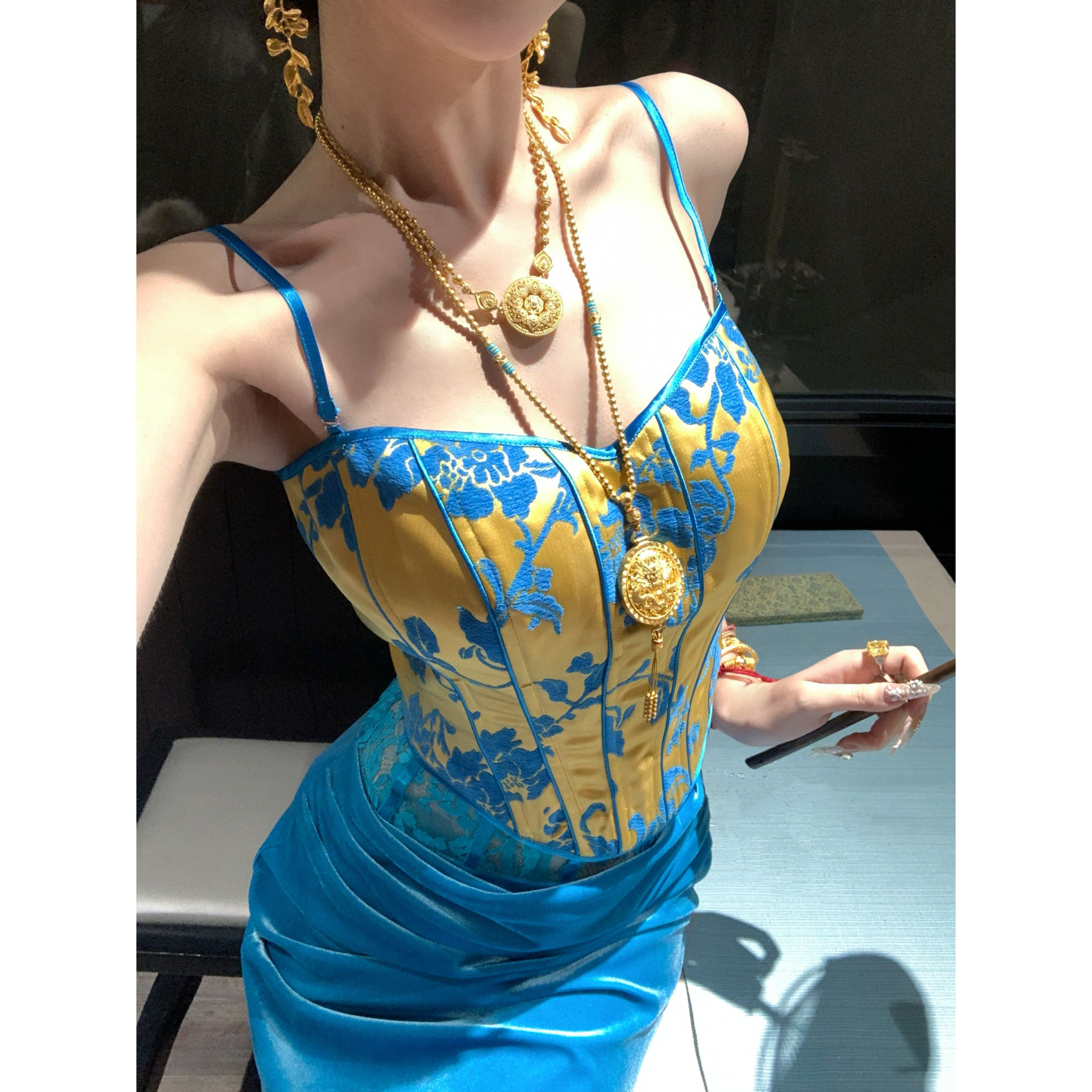 【雅乔定制】金晖缠枝上衣 鱼骨提花吊带塑身胸衣DYYK-24112116