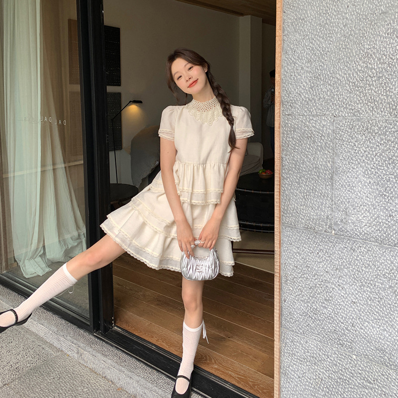 甜美公主蛋糕裙短款高腰气质连衣裙女S0828