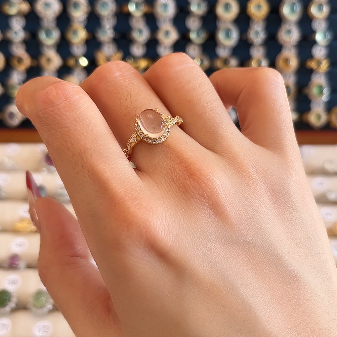 芙蓉石女款银S925镶嵌戒指