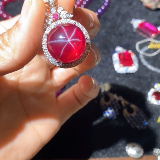 红宝石戒指银S925镶嵌