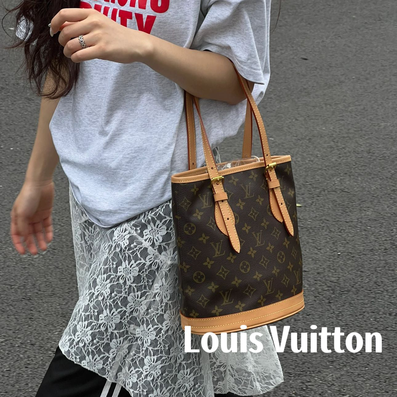 修复品8614174/LouisVuitton/路易威登老花水桶包 配皮换新