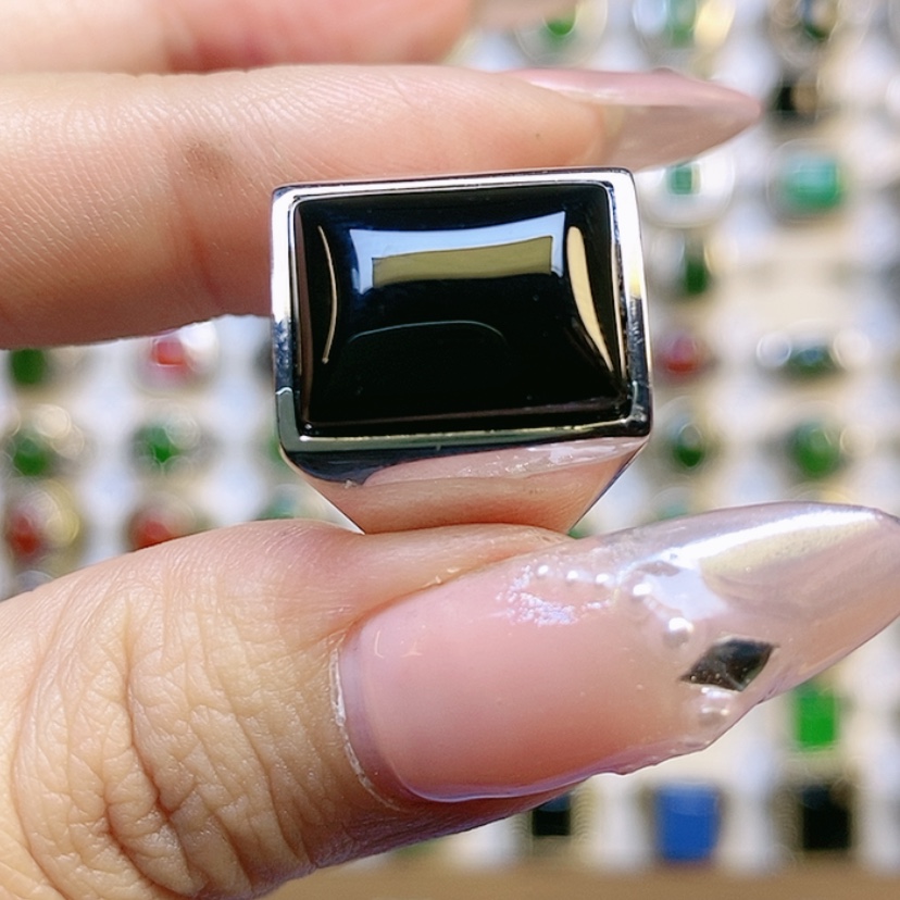 【闪购商品】玛瑙/玉髓戒指银S925镶嵌宫*鸭