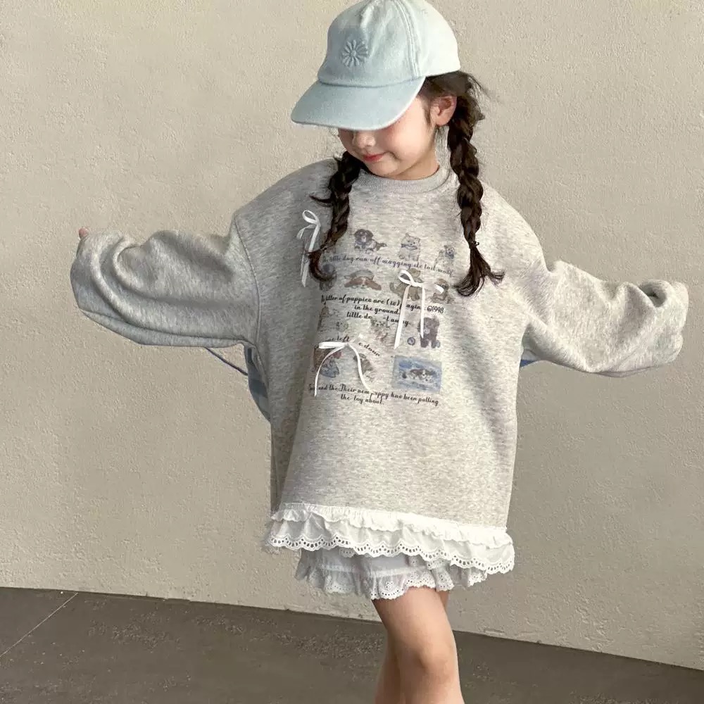 【XA251065]春季新款女童卫衣韩国童装女孩长袖上衣长款百搭打底女