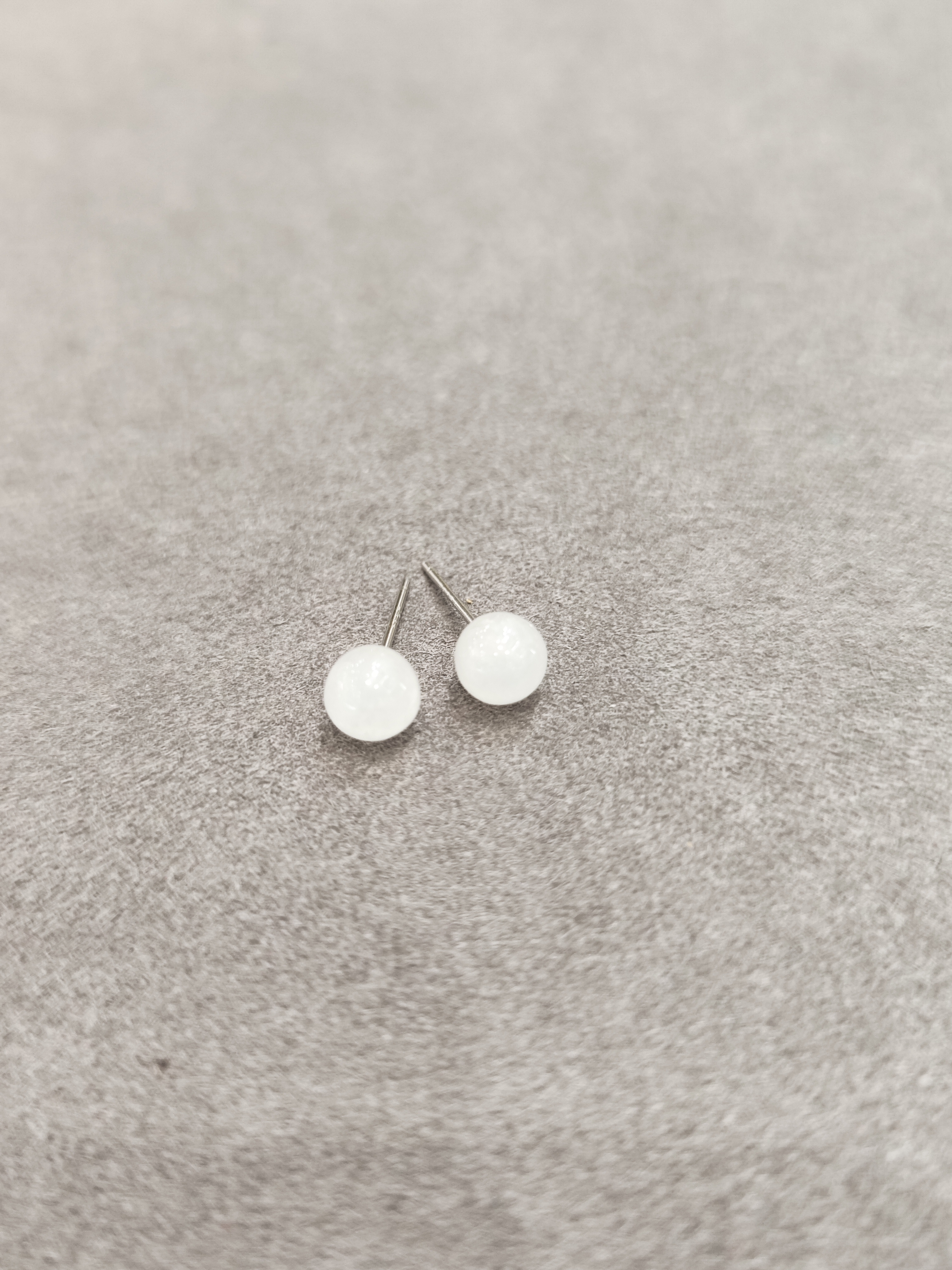 0267【25110502】S925银镶天然和田玉白玉圆珠耳钉多样发一