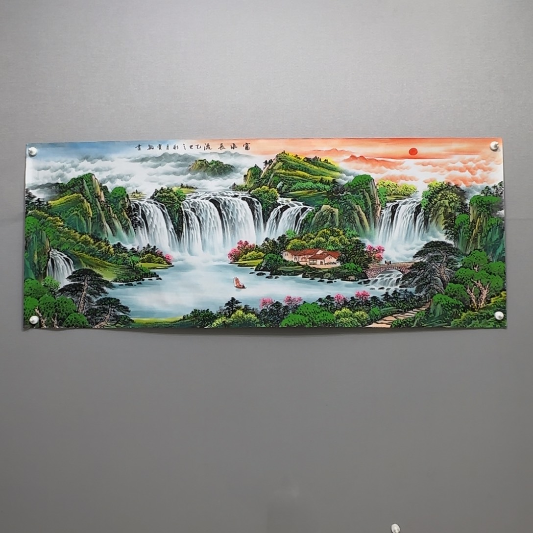 国画横幅六尺精品山水贾敏