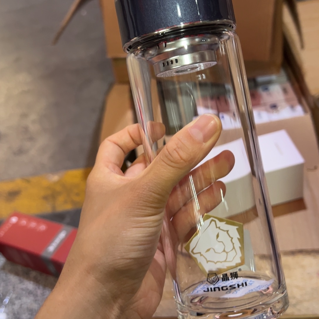 晶单层烫手玻璃杯510蓝色玻璃杯➕杯套