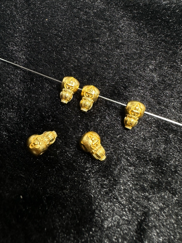 925银手链 三通锤纹葫芦隔珠中穿手串DIY配饰s925银7.5*11.7