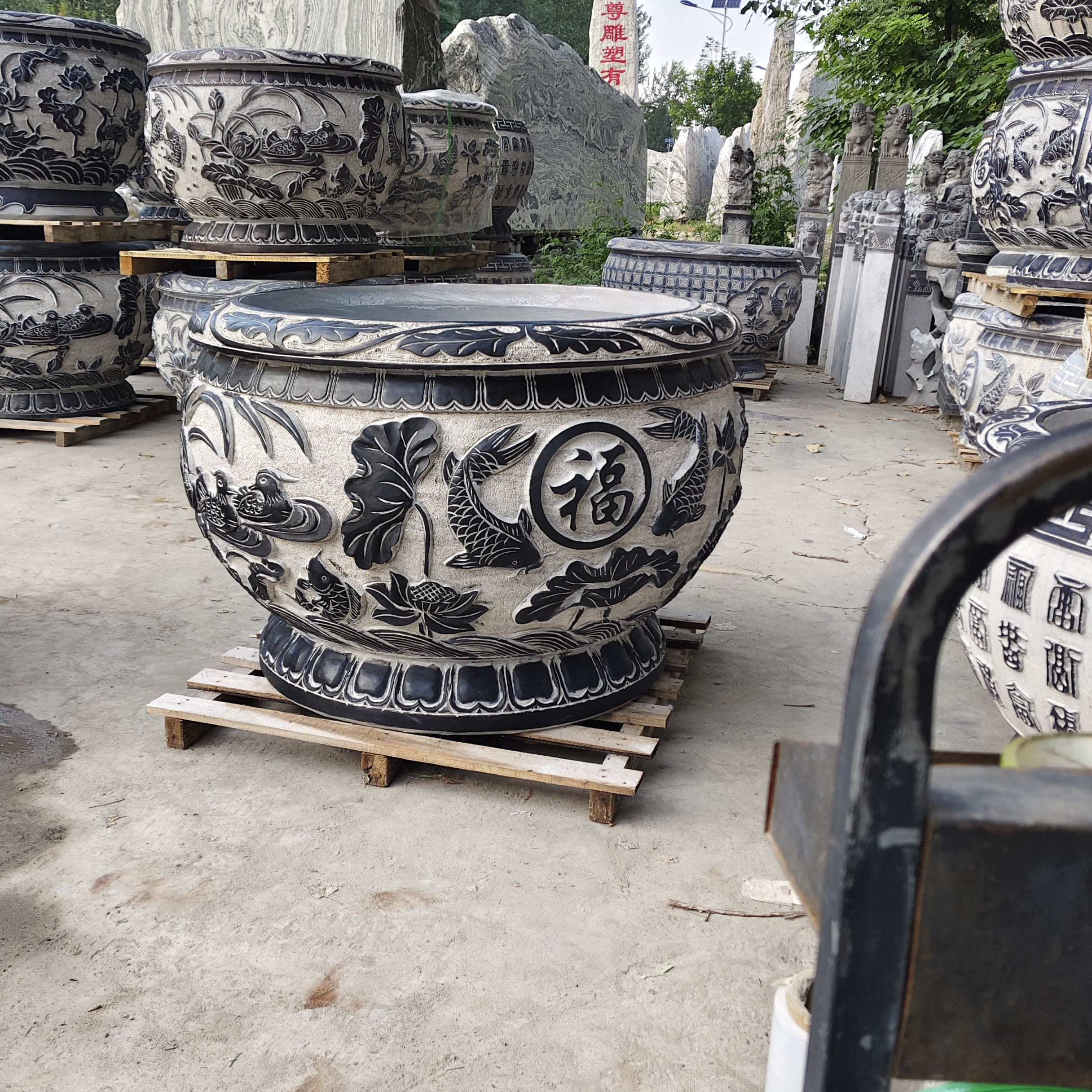 直播专用链接深雕石雕鱼缸门海不带仙鹤图案