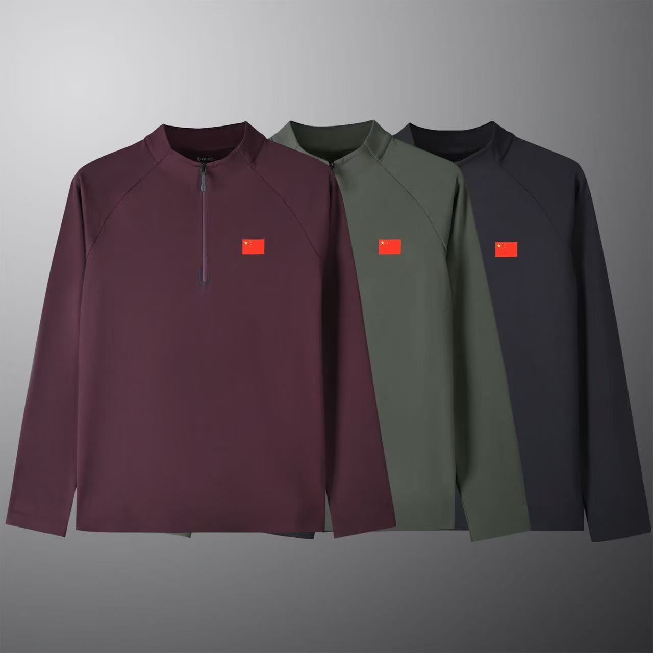 2025春款男士轻奢运动户外拉绒款矮领无痕拉链休闲卫衣9902