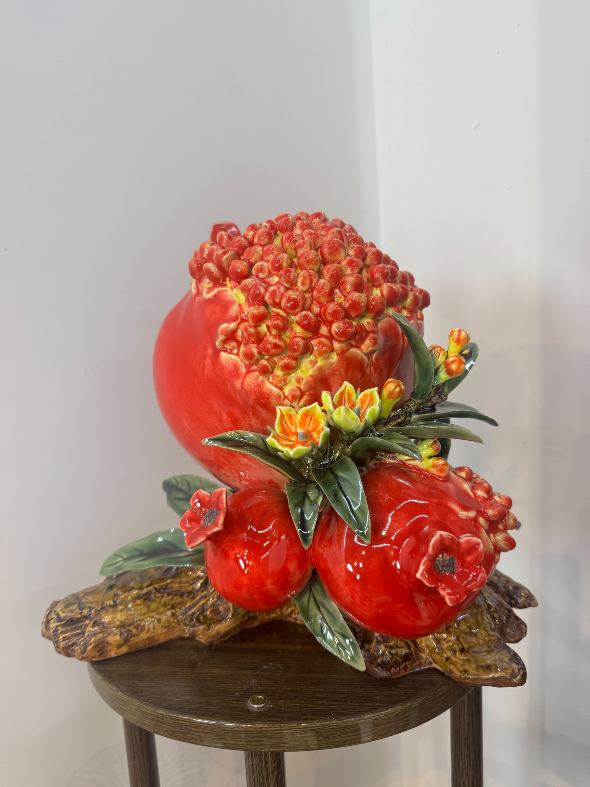 石湾陶瓷百子千孙石榴摆件多子多福酒柜饰物柜层架展示架送礼入伙