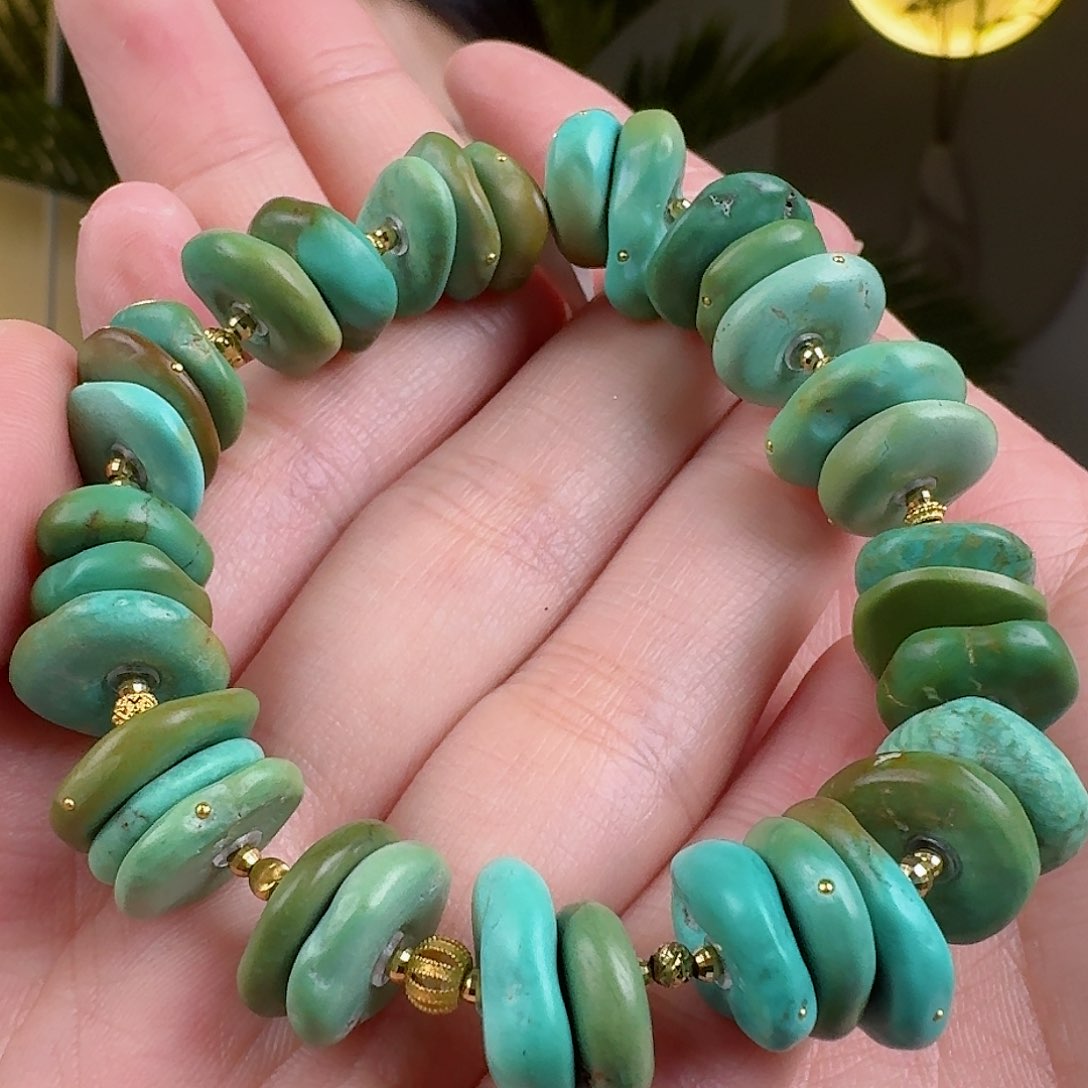 绿松石珠宝奇石18K金镶嵌