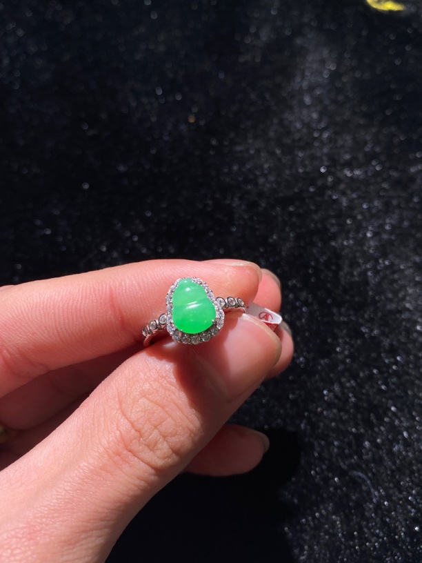 缅料天然翡翠A货 葫芦戒指