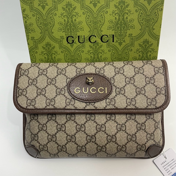 95新 GUCCI/古驰 97新经典单面虎头斜挎胸包腰包