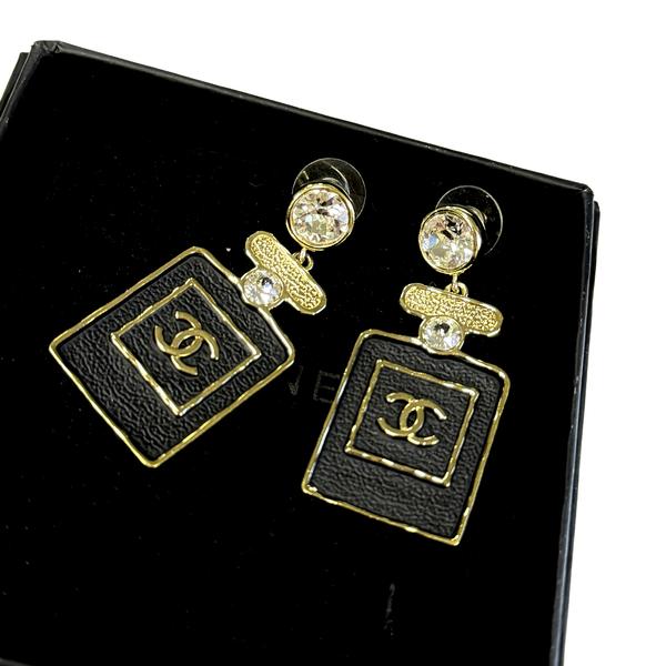 Chanel黑金香水瓶耳钉