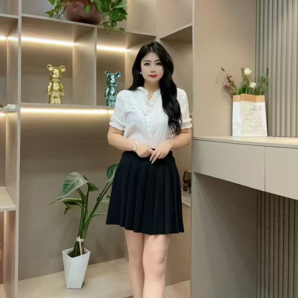 夏季半袖-甜 3779时尚气质蕾丝提花镂空显瘦百搭胖MM大码女装新款