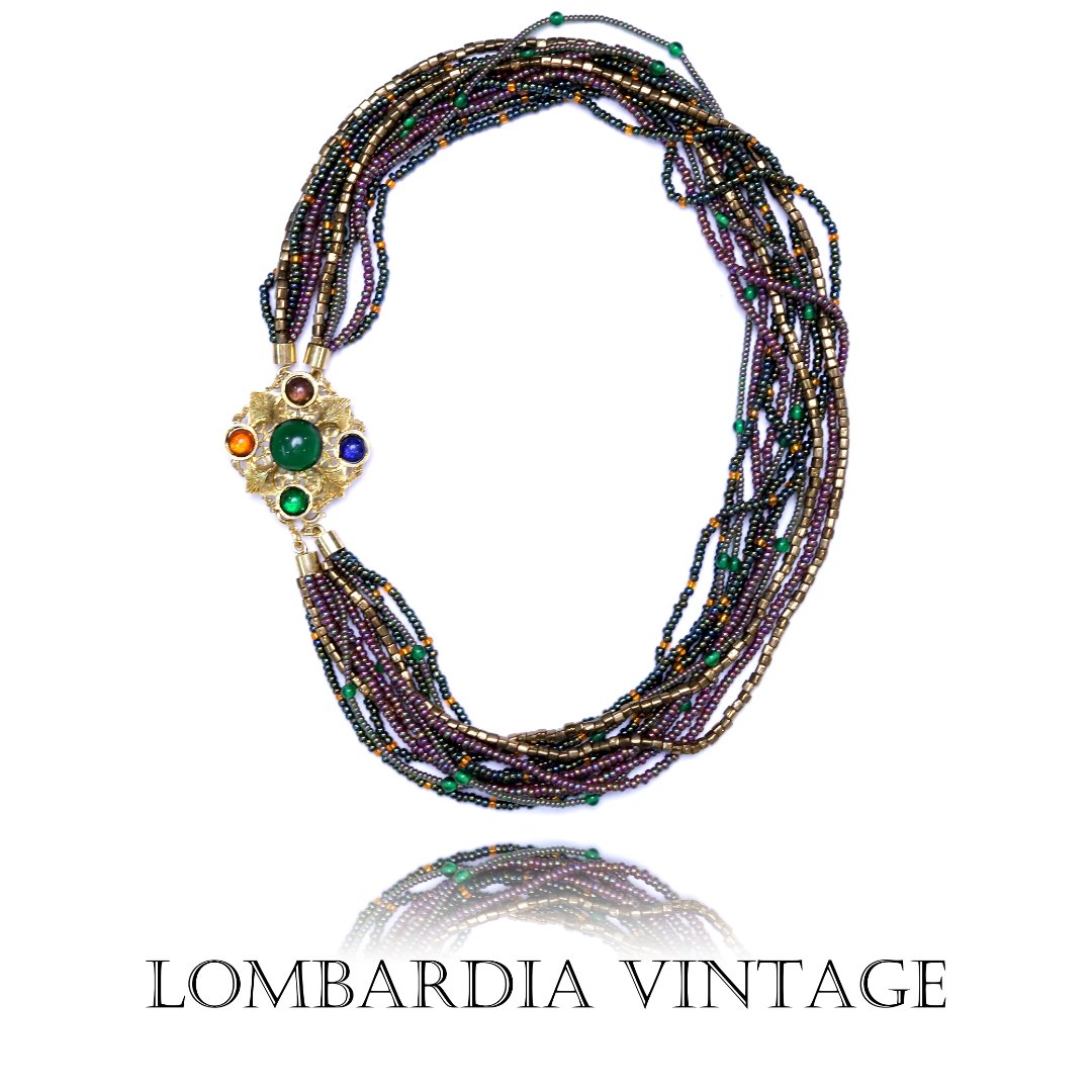 合金项链 法产串珠多用款 珠宝感密镶切割水晶 琉璃项链