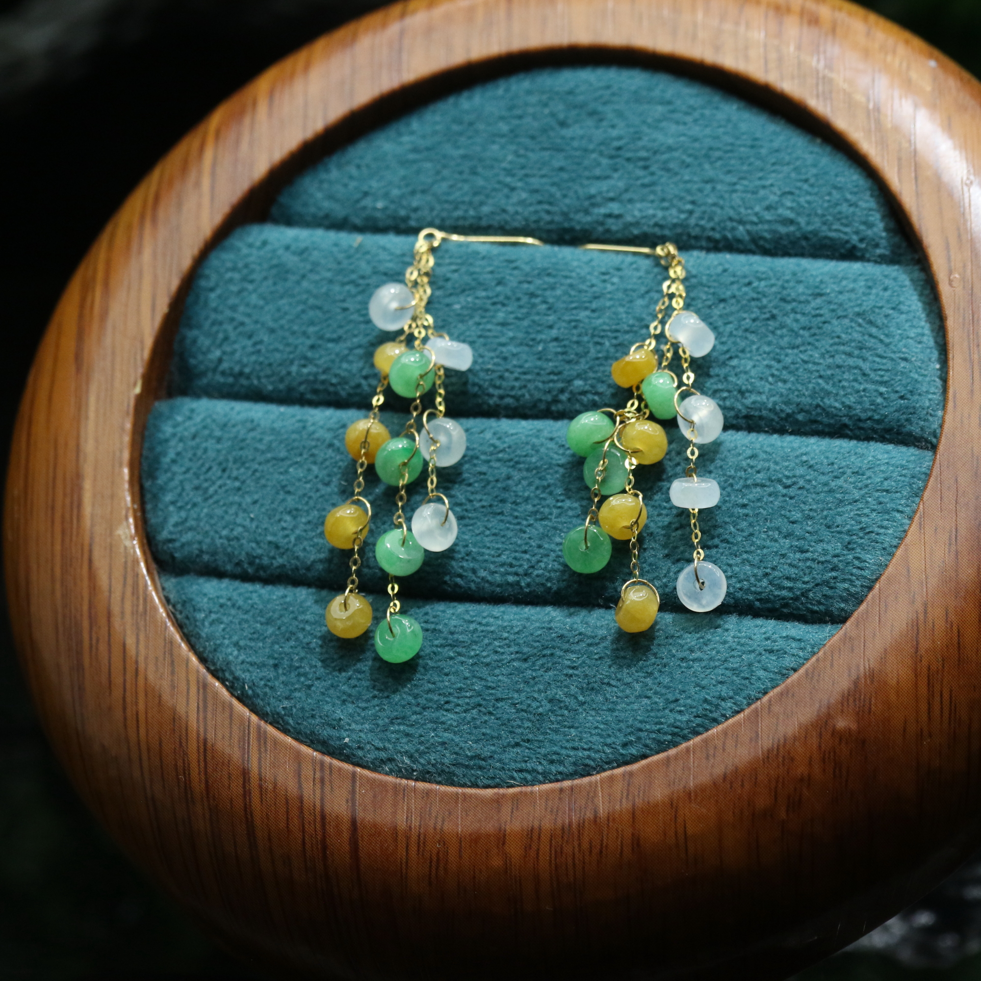 53天然缅甸翡翠A货18k耳饰/000687/上海嘉禾拍卖