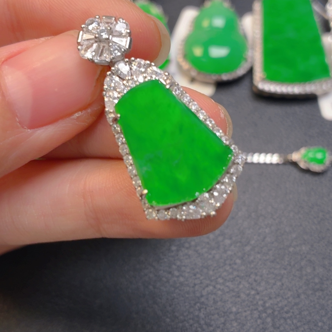 翡翠银S925镶嵌吊坠(不含链)