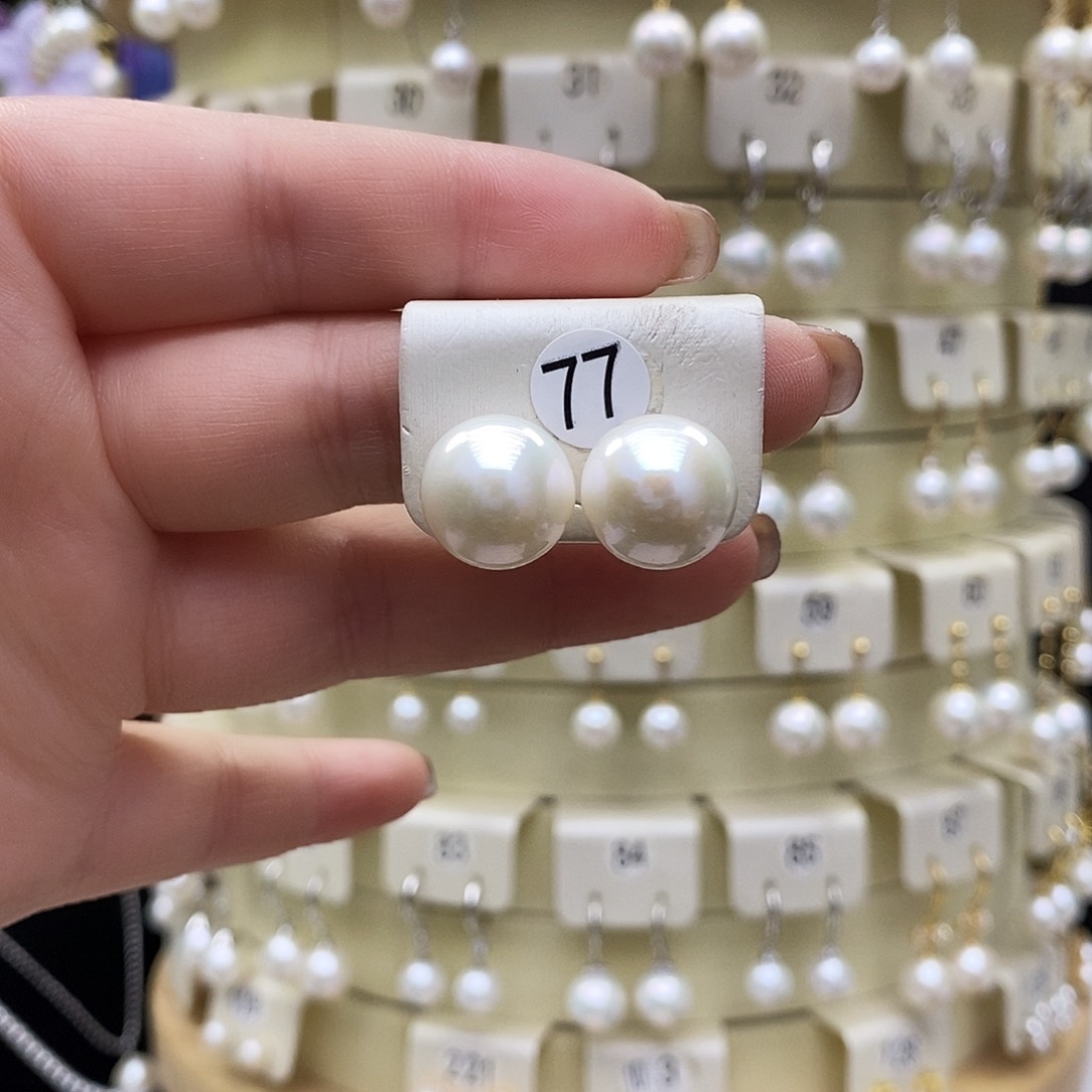 淡水珍珠耳饰银S925镶嵌