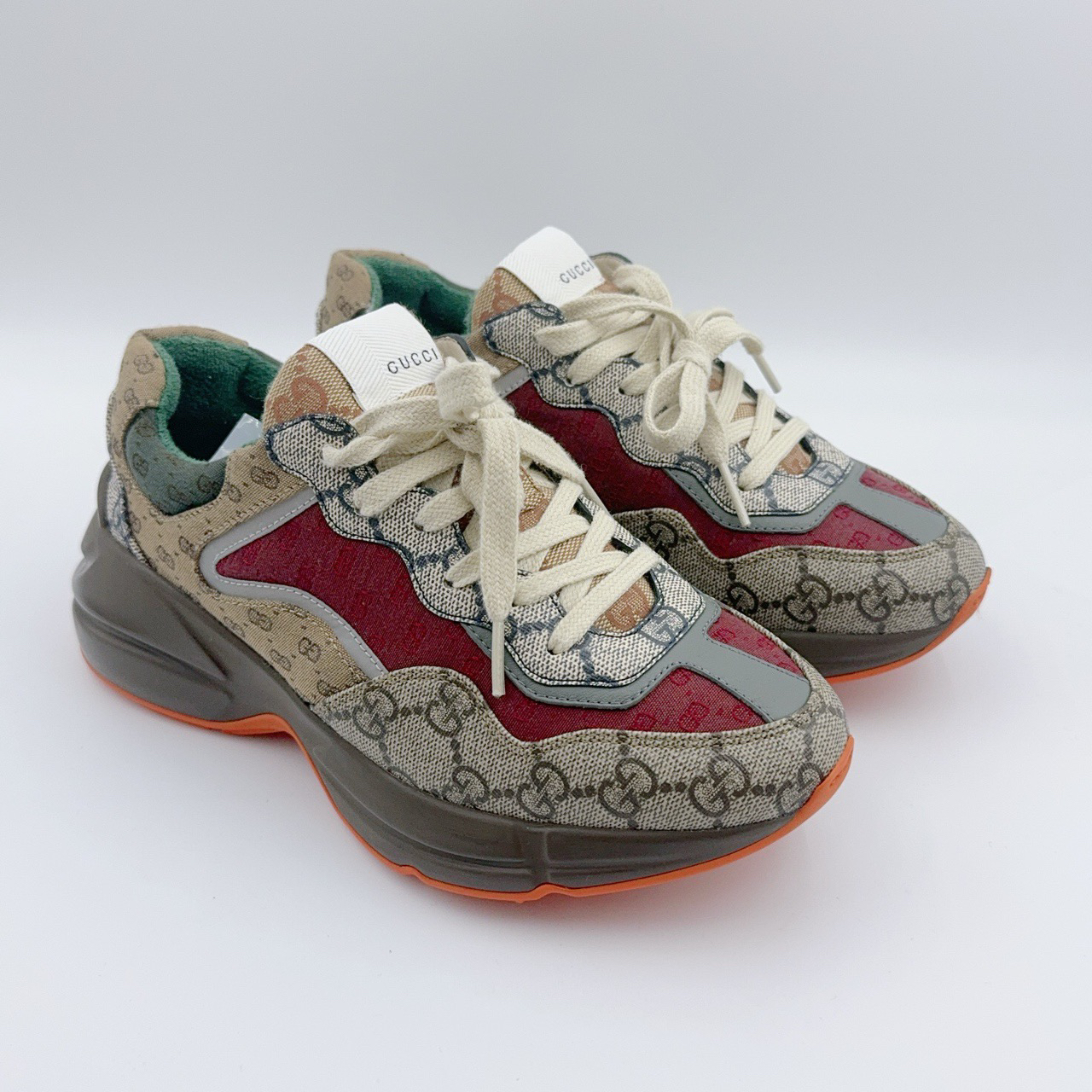 95新 GUCCI/古驰 36.5码/棕色满印老爹鞋/ys00475