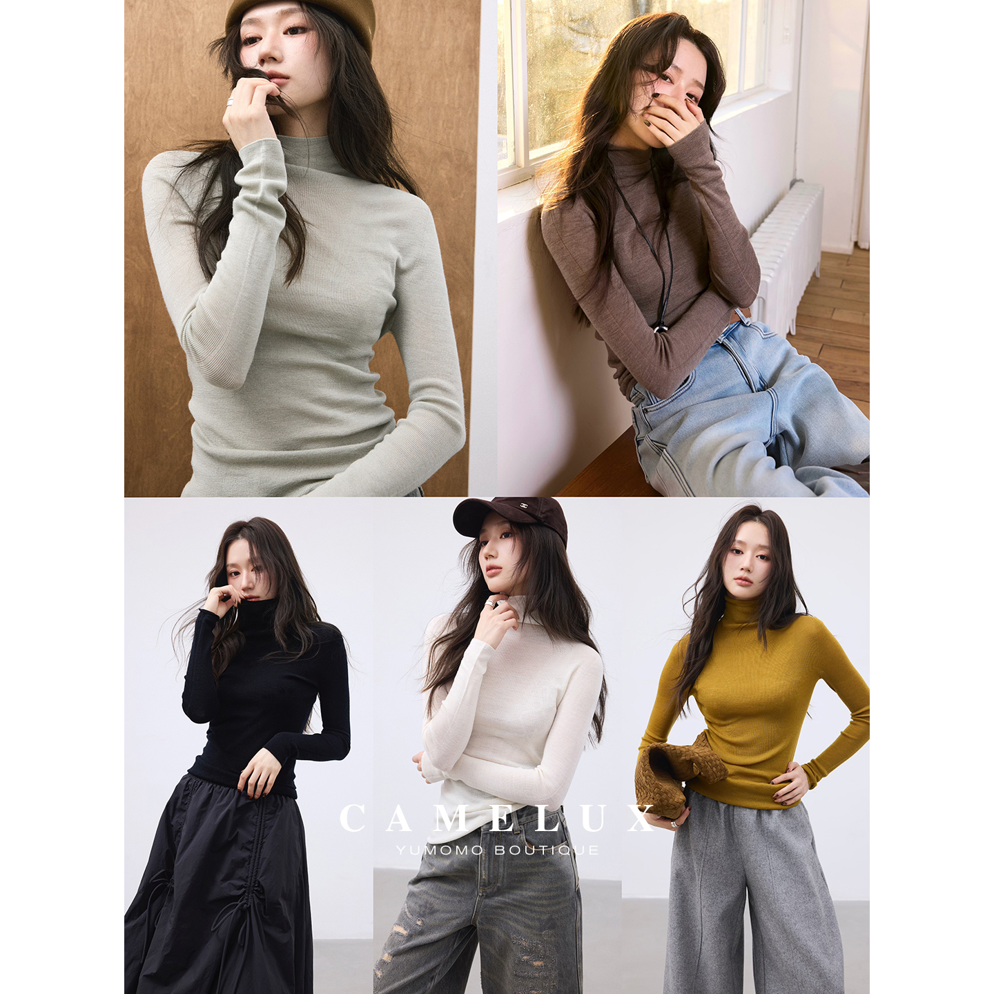 可机洗绿牌金标扬子纱60支全羊毛 无缝一体堆堆领打底 QHA4038