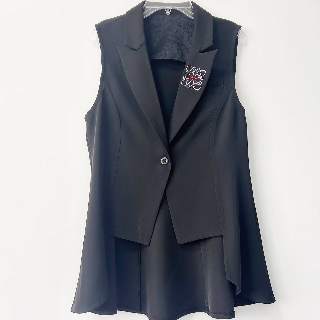 七海舞服三步踩水兵舞广场舞女式时尚黑色马甲