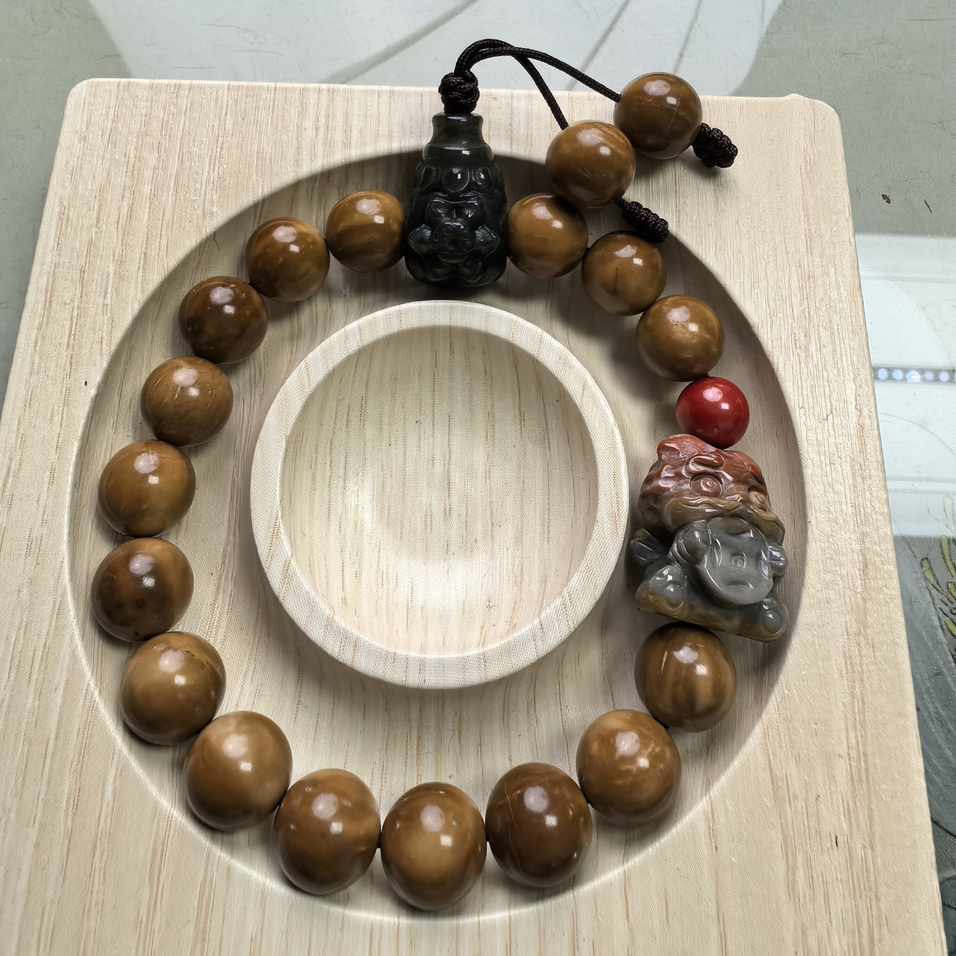 【菩提圆】原生态天然库克佛珠念珠手持手串原创设计