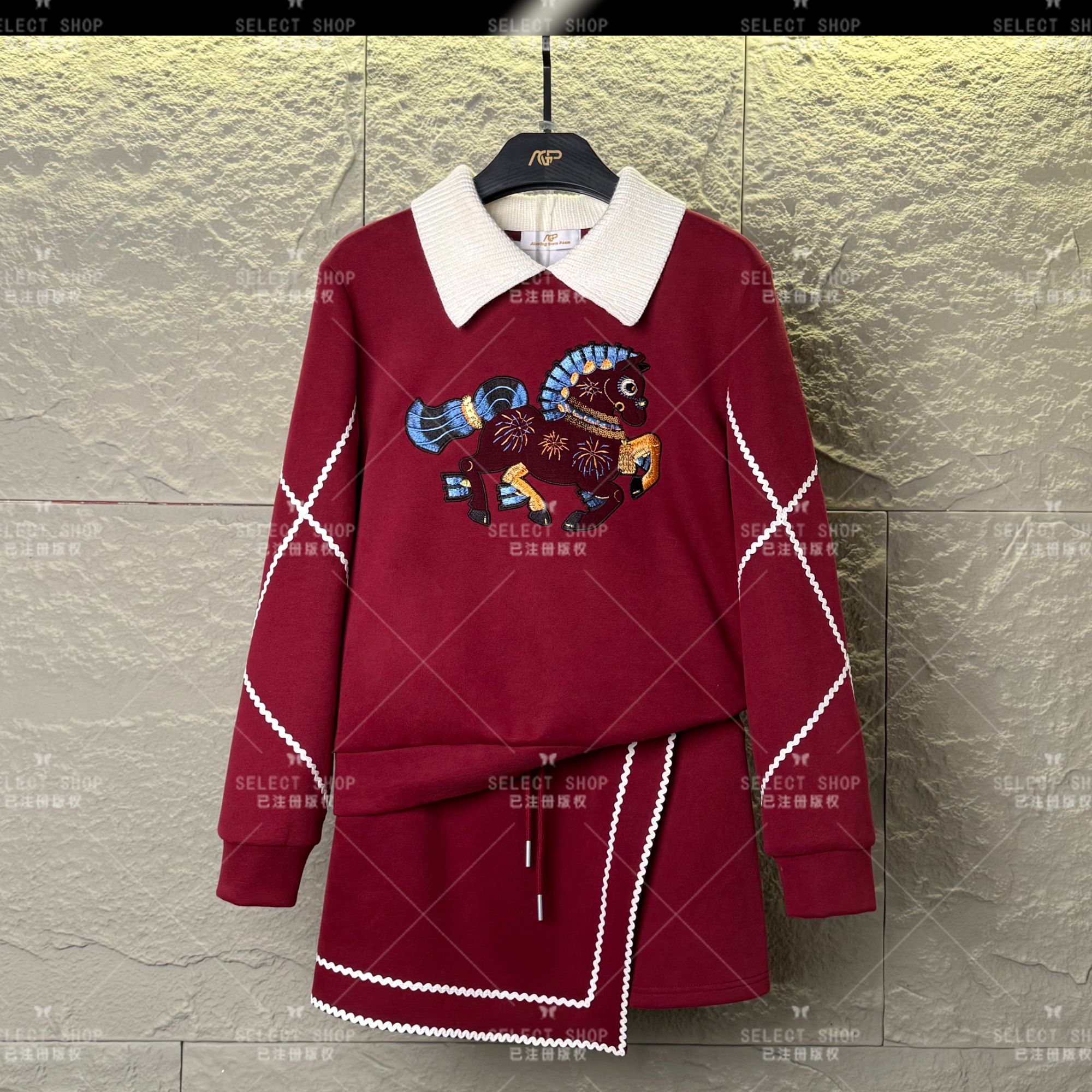 设计师<马年新款>减龄款|显瘦冬季长袖短裙休闲翻领-T312