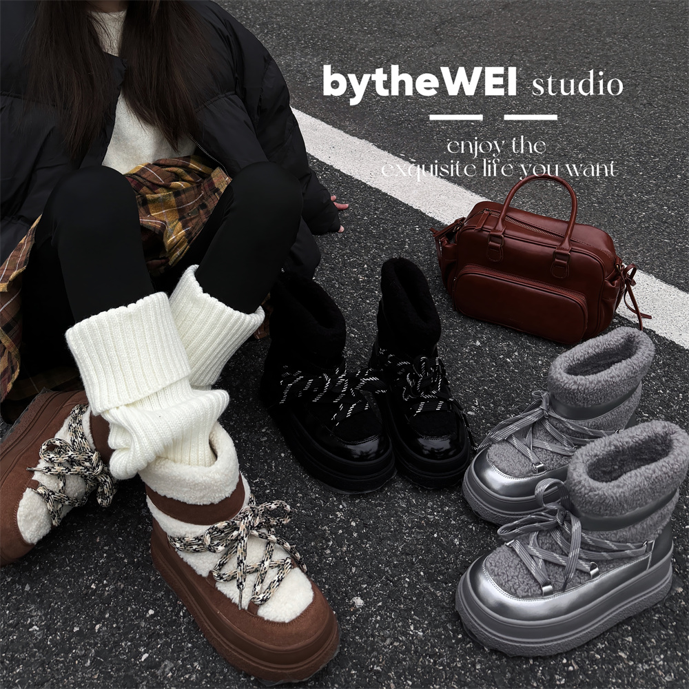 bytheWEI自制【小雏菊月亮靴】冬季雪地靴厚底加绒保暖女1579-17