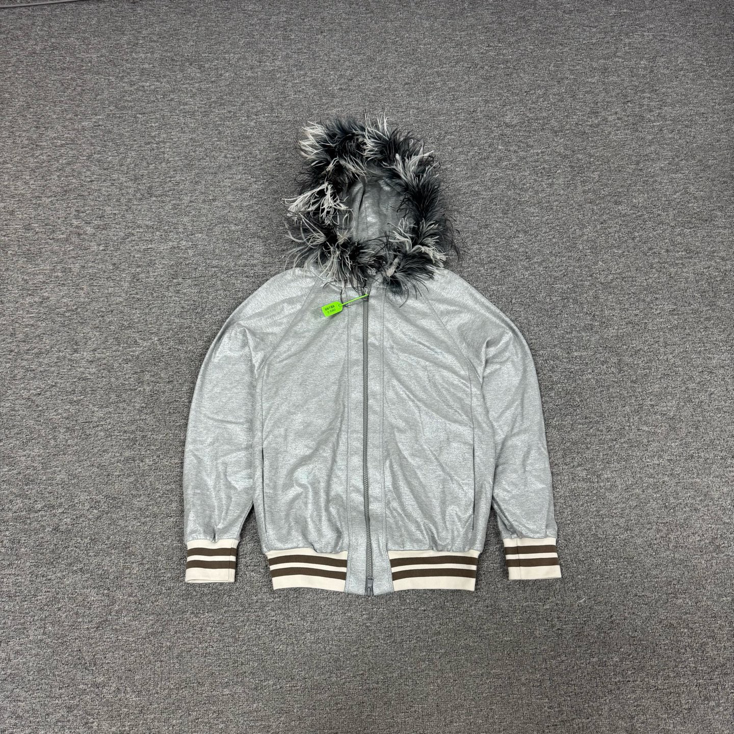 99新 AMIPARIS bc 鸵鸟毛领外套