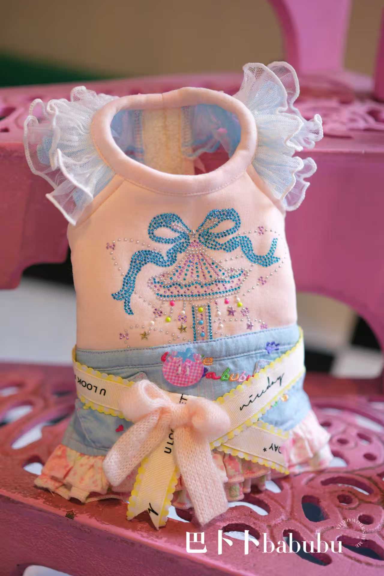 宫囍加绒加厚旋转木马家居服比熊马尔济斯约克夏宠物服饰