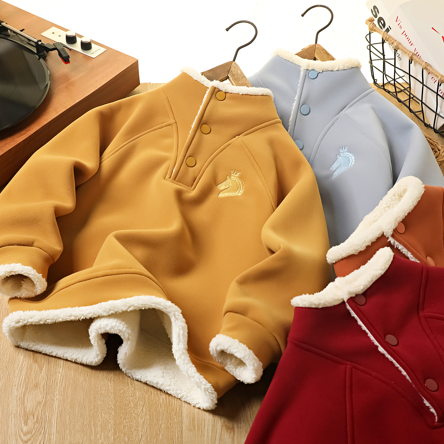 男童加绒卫衣2025新款洋气冬季儿童高领加厚保暖中大童打底上衣韩