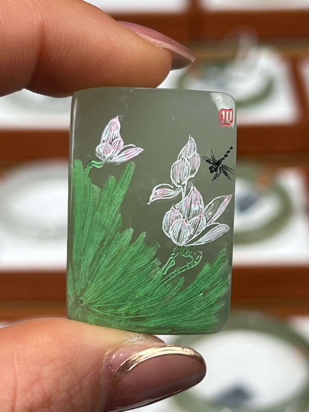 天然和田玉雕花平安无事牌