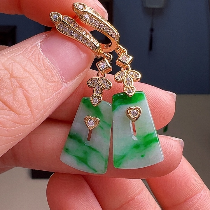 翡翠银S925镶嵌耳饰耳饰