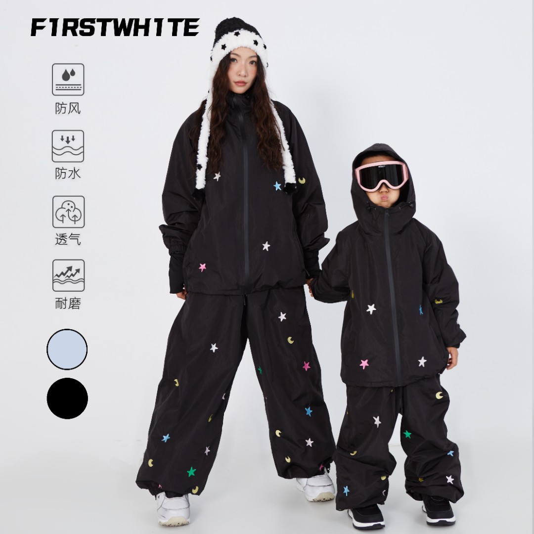 F1RSTWH1TE星星滑雪服裤儿童亲子男女童3L高性能加厚2024新款