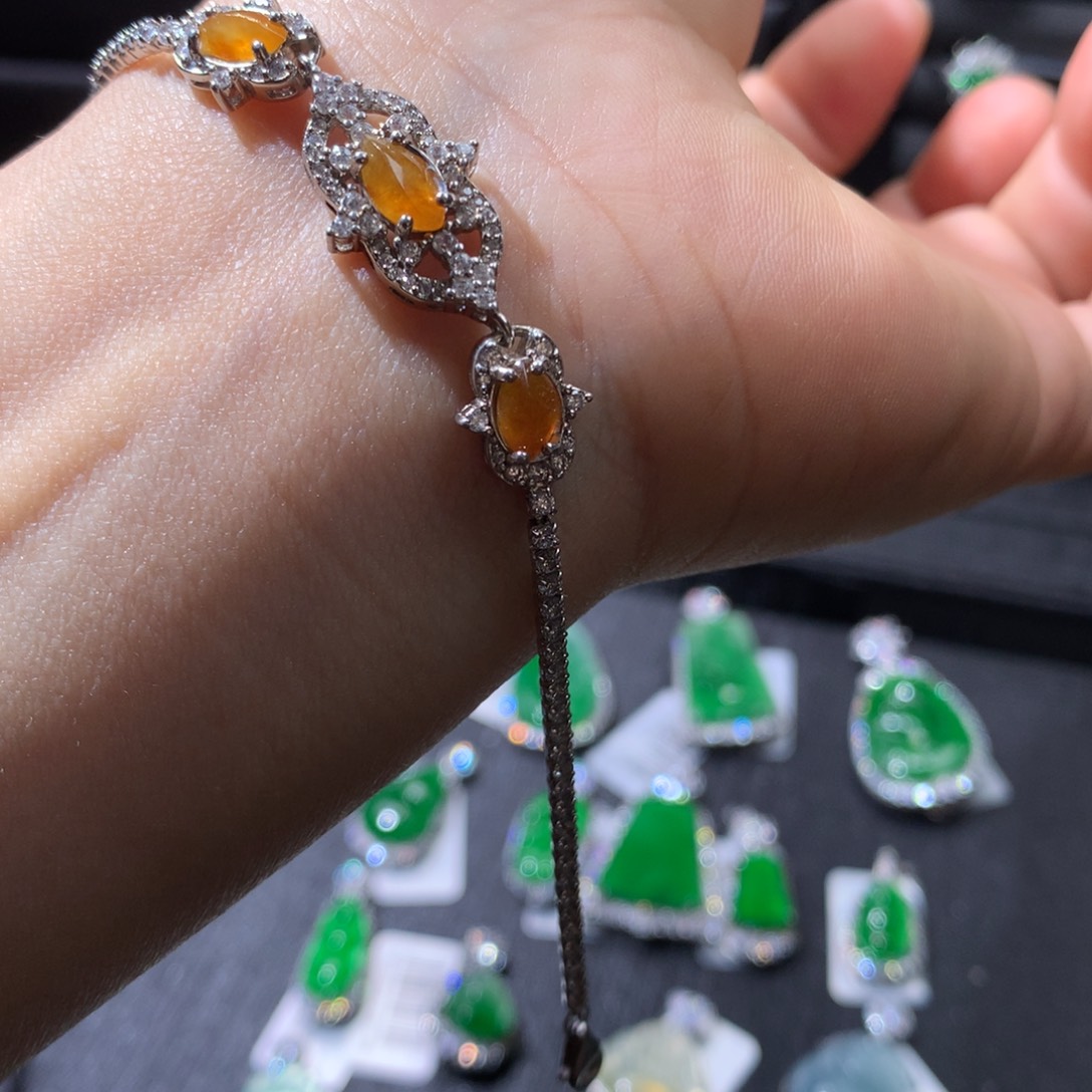 翡翠银S925镶嵌手链