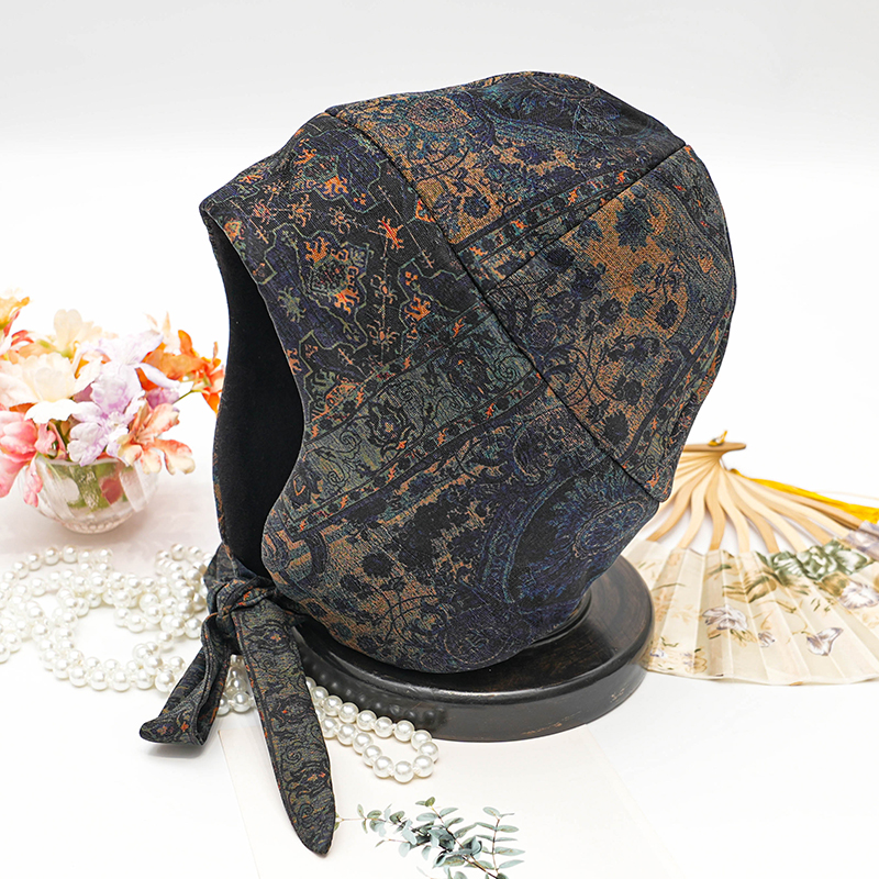 香云纱【护耳帽】加绒秋冬护耳保暖骑车可用防风防寒护头便携骑行帽