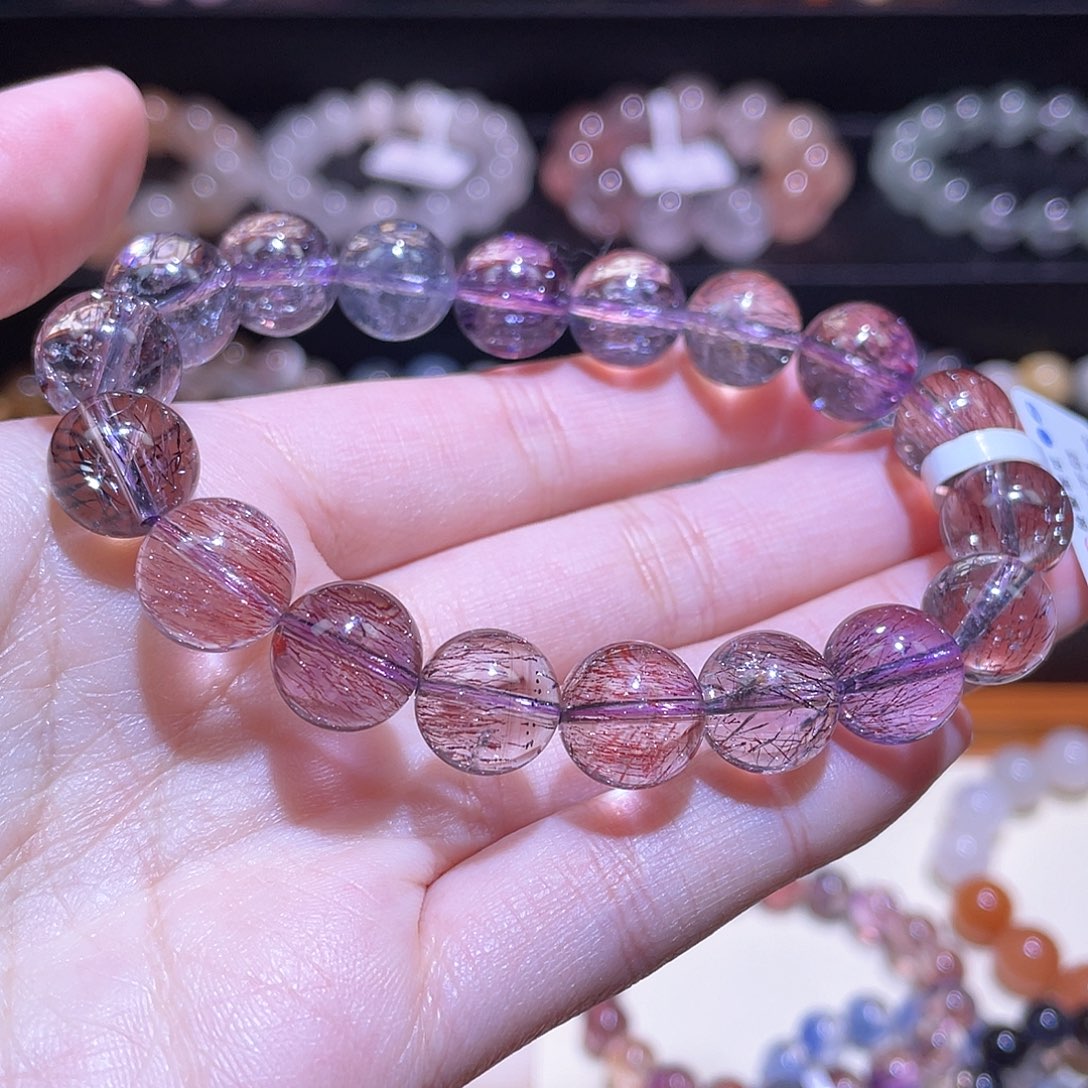 水晶手链未镶嵌超七手链，晶体通透11.4