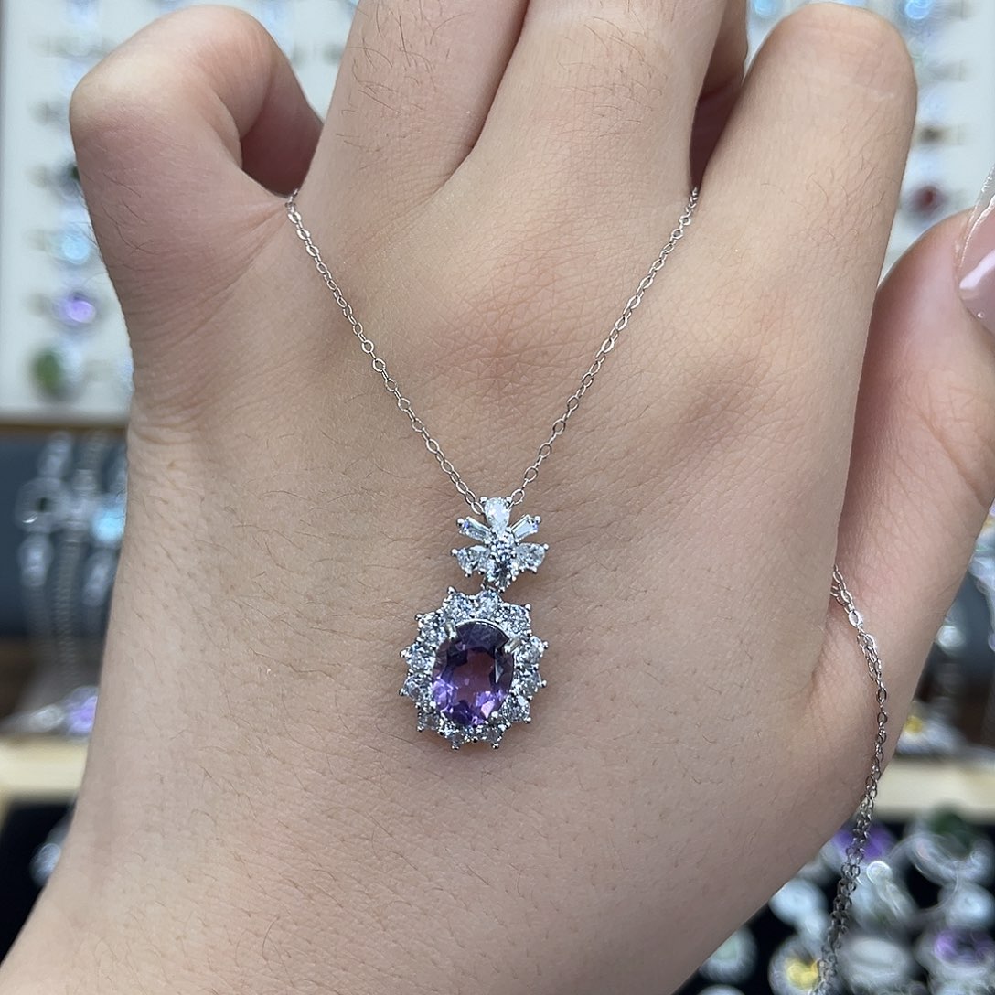紫晶银S925镶嵌颈饰