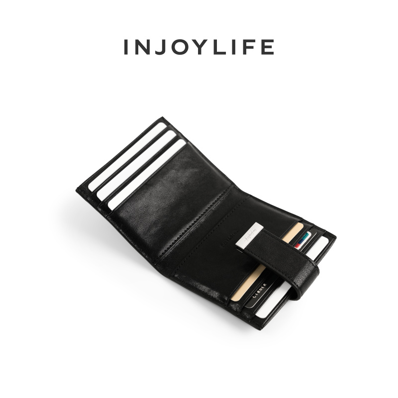 【银夹双折卡包】INJOYLIFE牛皮证件包商务卡包送男友