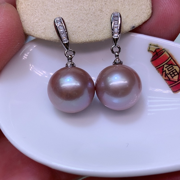 银S925镶嵌耳饰淡水珍珠