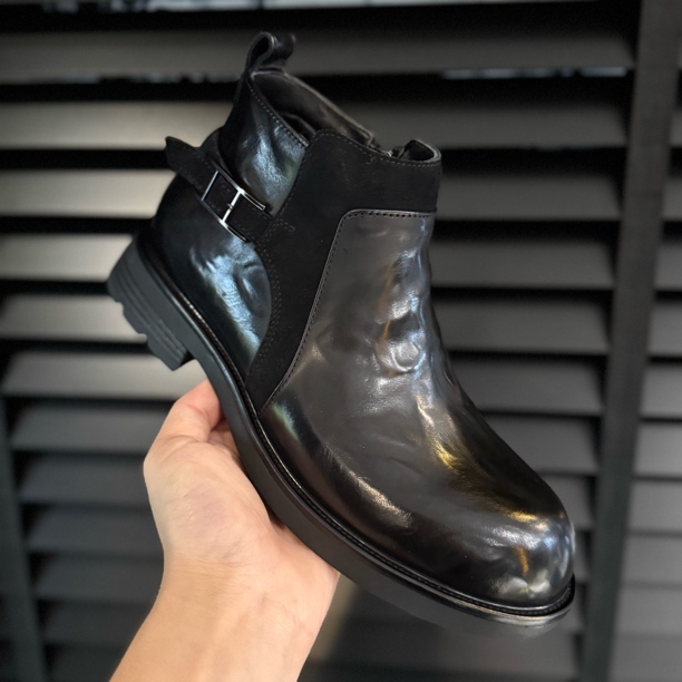 小雨男装｜冬季高级感·韩系牛皮真皮加绒短靴皮鞋