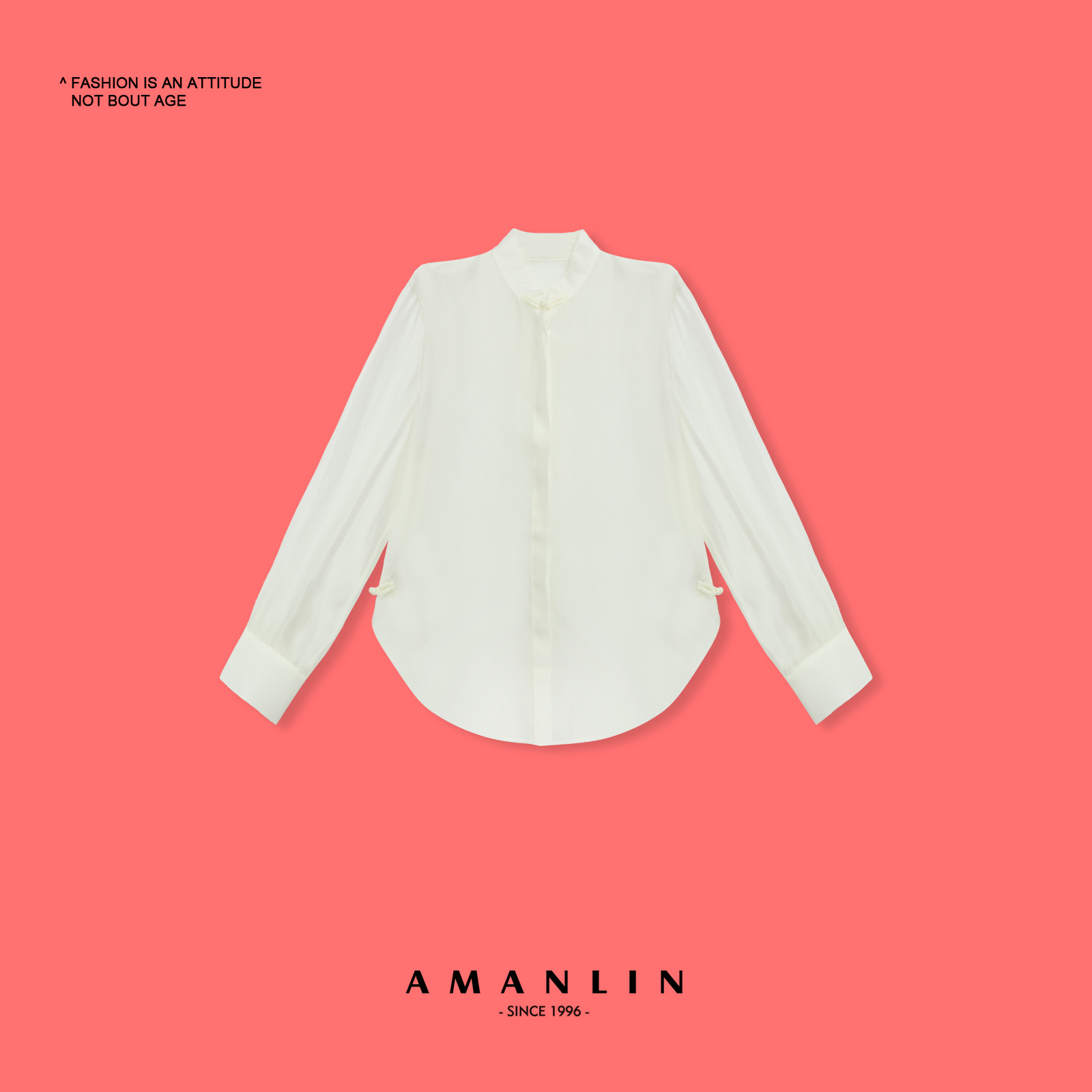 AMANLIN/阿謾琳新中式盘扣纯色长袖立领上衣Hg00137