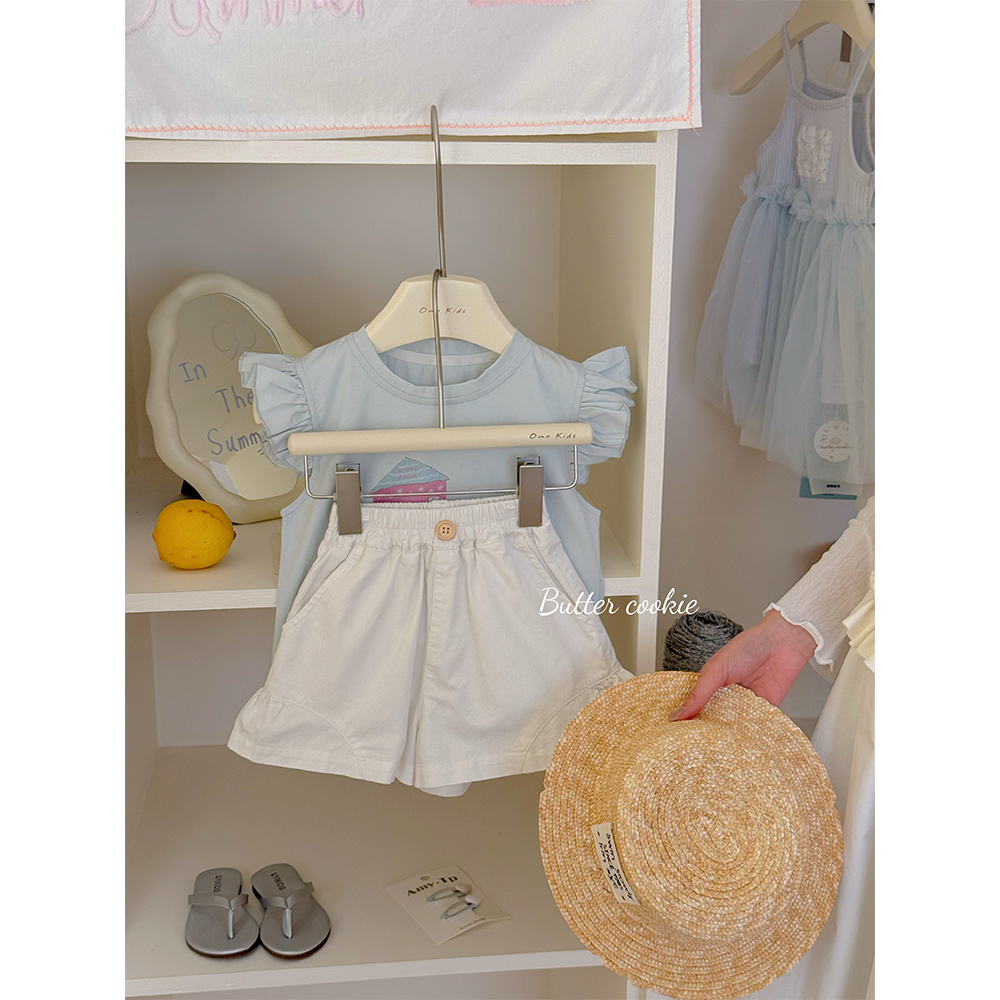 SY-68015-儿童时尚洋气百搭木扣净色棉布裤（夏款）