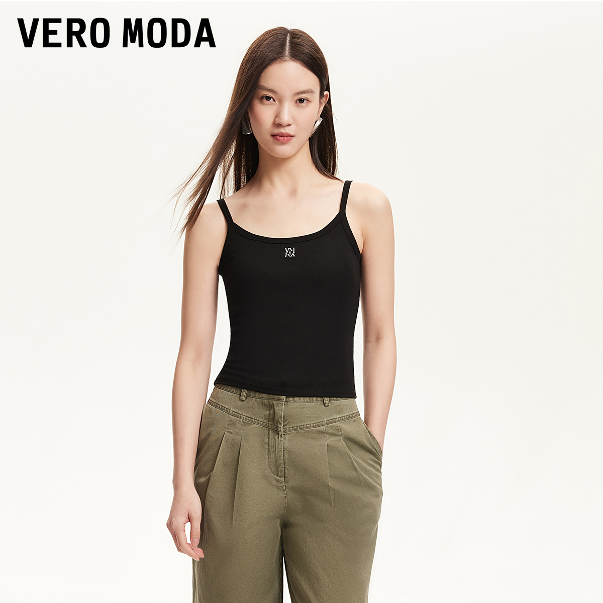 Vero Moda吊带【自在美背】2025新款自带胸垫字母刺绣修身325103004