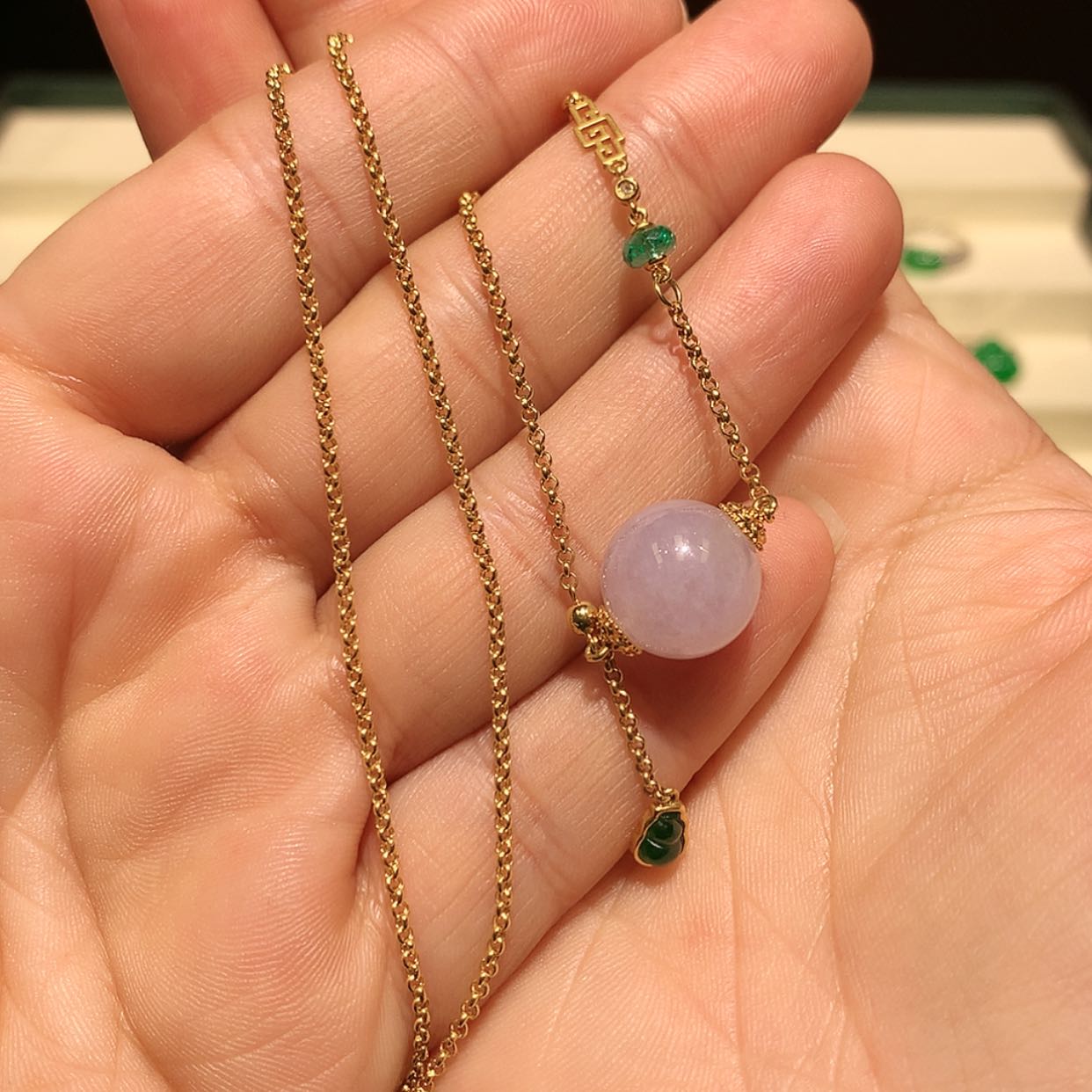 【闪购商品】翡翠颈饰18K金镶嵌缅甸A货