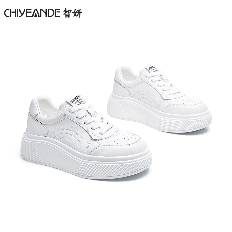 真皮小白鞋女2025新款秋冬季网红爆款薄款百搭厚底运动休闲25112