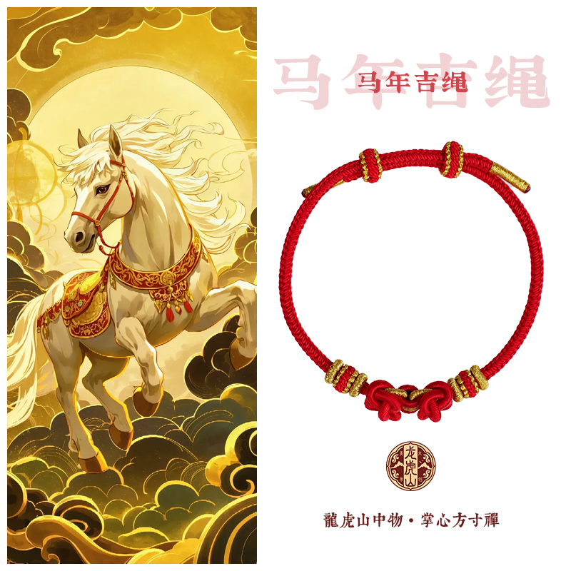 龙虎山马年吉祥红绳手链国风手工手绳国潮礼物素款绳编